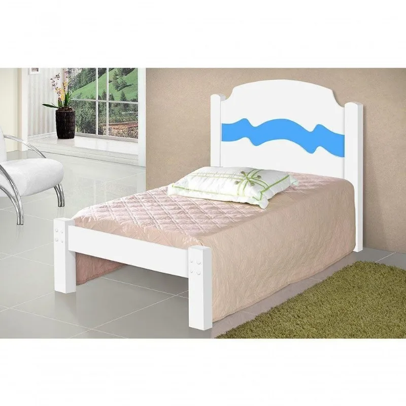 Cama Solteiro Iris com Colchão Estrutura MDF-MDP Rosa-azul Cambel Móveis