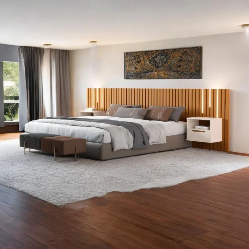 Cabeceira King Maracá Com 2 Mesas De Cabeceira E Leds Jb - Não Disponível
