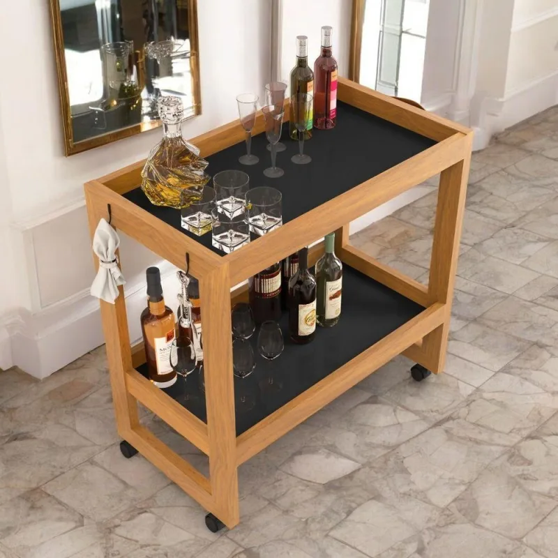 Aparador Orfeu com Rodízios e 2 Prateleiras MDF-MDP 65cm Preto SAL Movelaria - OUTRAS