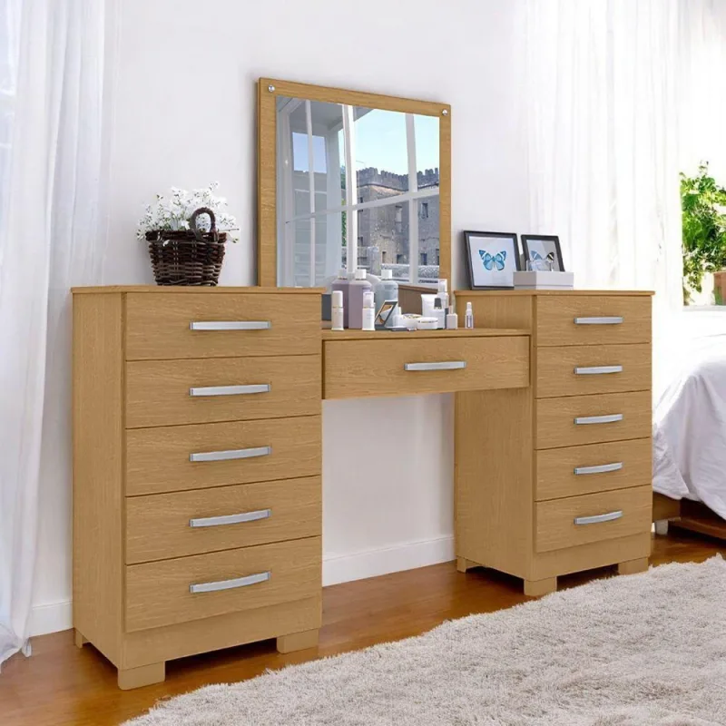 Conjunto para Quarto de Cômoda e Penteadeira Floratta 5 Gavetas MDP Naturalle - Naturalle