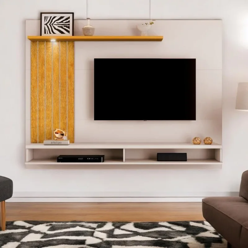 Painel Elite para Tv Até 60 180cm em MDF-MDP com Iluminação LED Bege Carmolar Móveis - OUTRAS