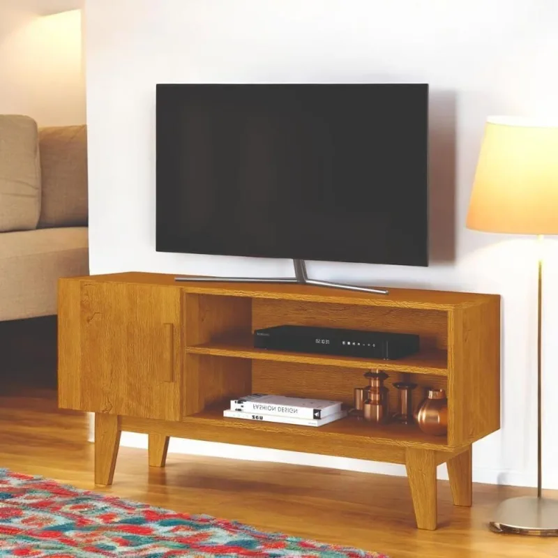 Rack Austin 110cm em MDF MDP com Nichos Marrom Carmolar Móveis - OUTRAS