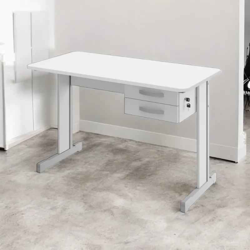Escrivaninha Valência Moderna com Gaveteiro MDF-MDP 120cm Branco Mobiliar Home Shop - OUTRAS - Móveis