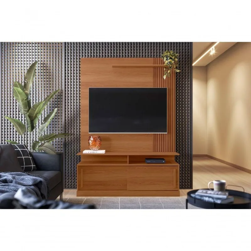 Painel Home Chicago para Tv Até 60" 136cm MDP com Portas de Correr e Prateleira Jequitiba - OUTRAS MARCAS - Móveis