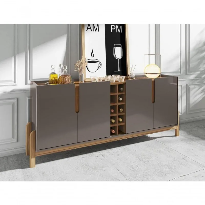 Buffet 4 Portas C- Prateleiras Lizz 1,90 Cinza Perola-cedro