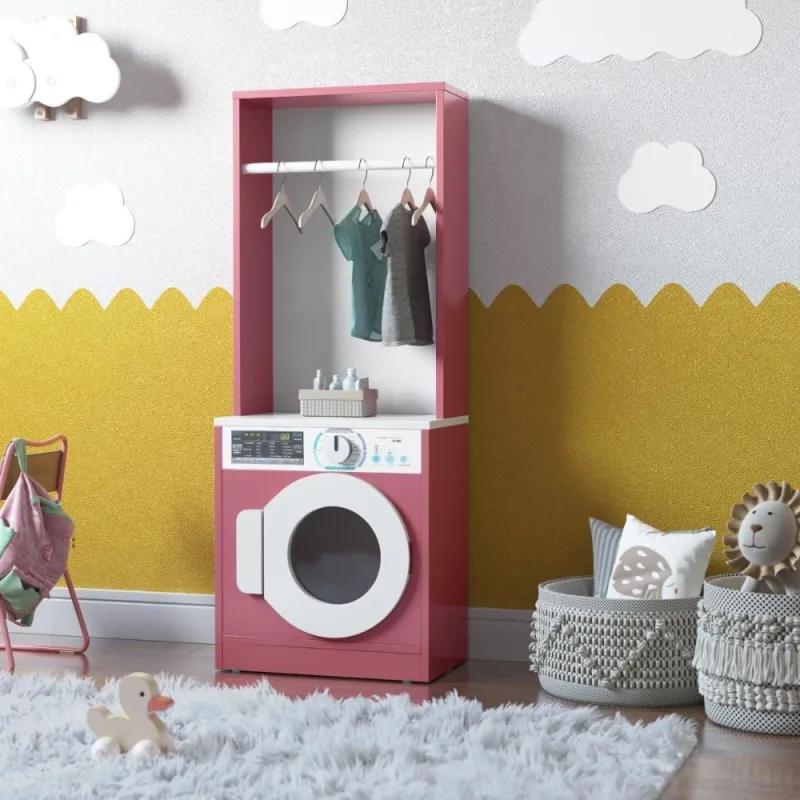 Lavanderia Infantil Diana Maquina De Lavar Com Cabideiro Branco E Rosa - OUTRAS - Eletrodomésticos