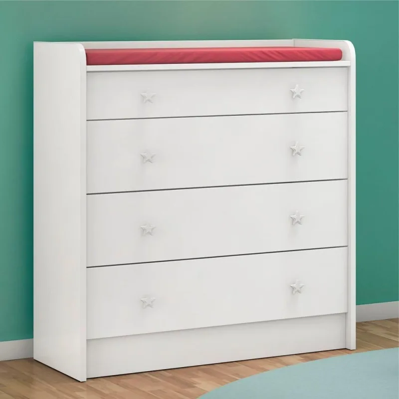 Cômoda Bianca Com Trocador E 4 Gavetas Branco - Qmovi