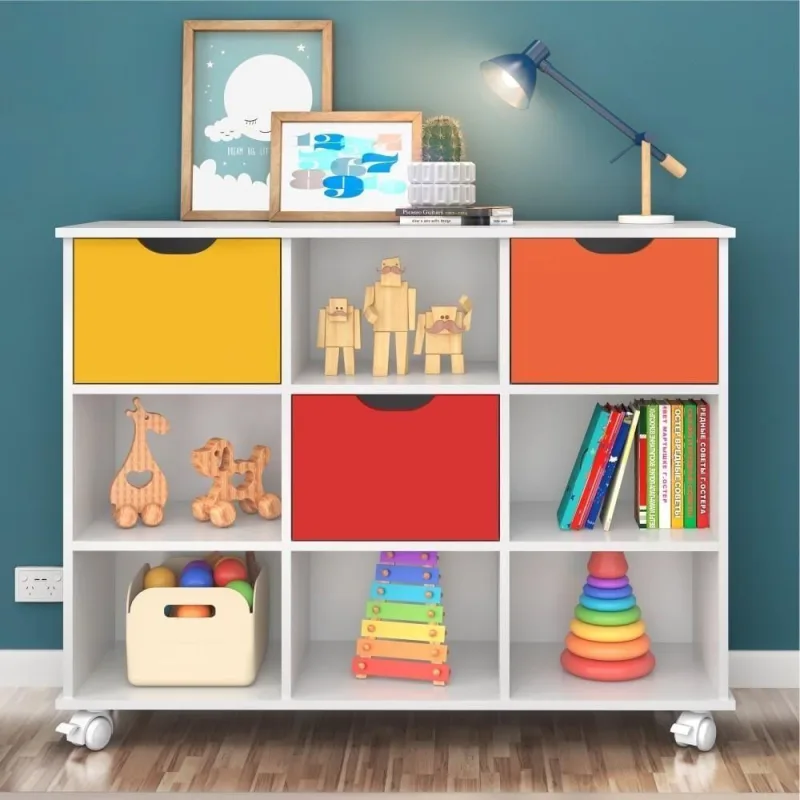 Conjunto Nicho Organizador Zuri com 3 Gavetas MDP 108cm Branco com Rodízios - OUTRAS