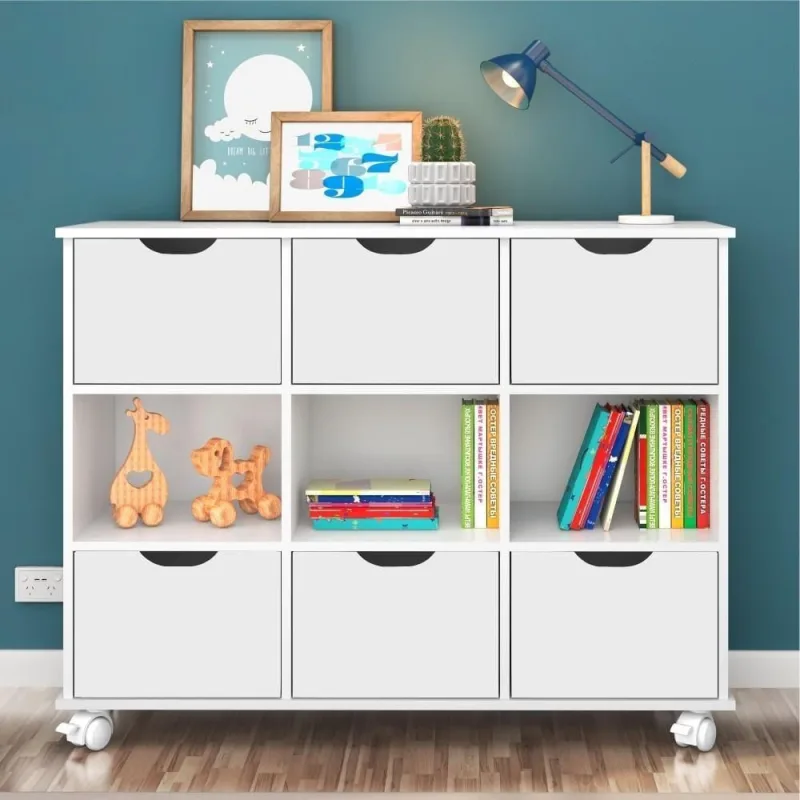 Conjunto Nicho Organizador Zuri 9 Espaços com Rodízios MDP Branco Qmovi - Qmovi