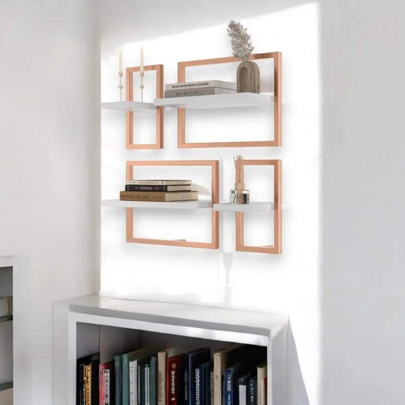 Prateleira Lego Industrial 4 Nichos Mdp E Aco Branco Cobre Plata Moveis