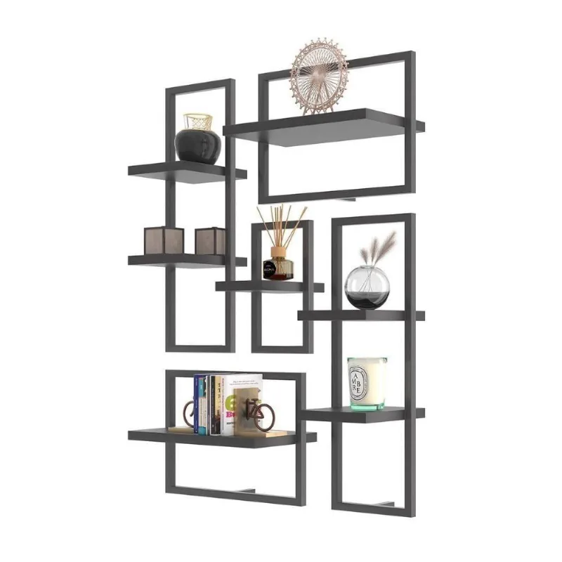 Conjunto De Prateleiras Lego 7 Prateleiras Mdp E Aco Preto Industrial