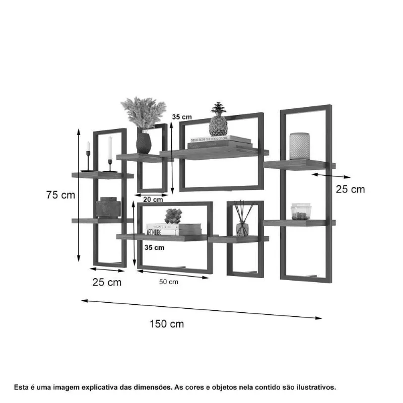 Kit De Prateleiras Lego 8 Nichos Industrial Mdp E Aco Montana Plata Moveis