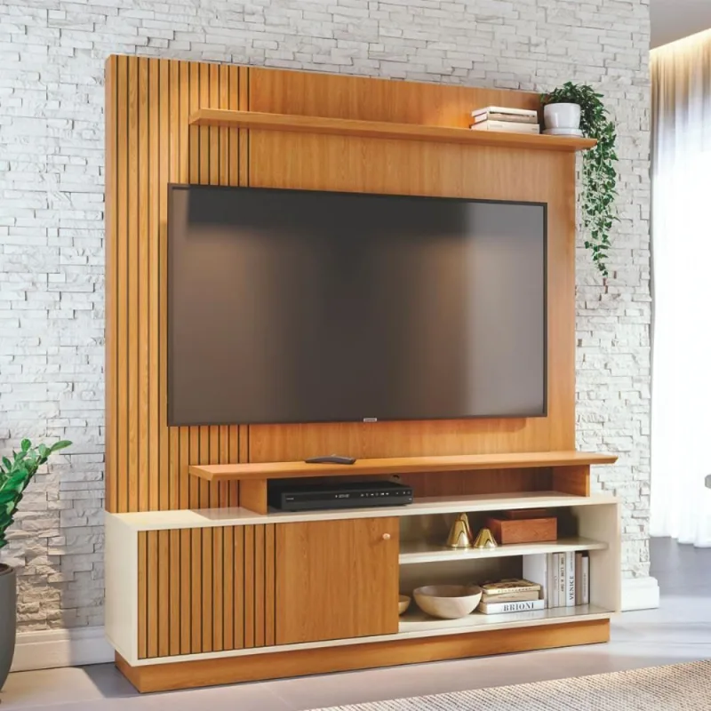 Home Theater Ares Com Design Funcional Cinamomo/off-white - madetec moveis - áudio