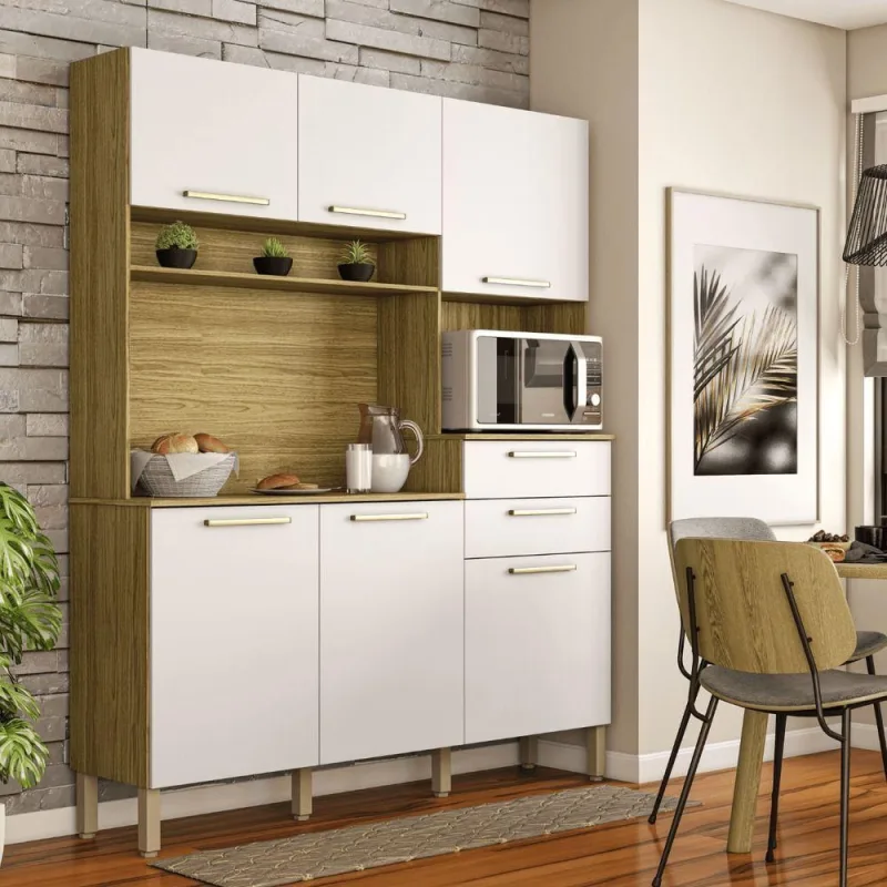 Cozinha Montesa Freijó Supremo 6 Portas 2 Gavetas em MDP 160,7cm Kit's Paraná - Kit`s Paraná