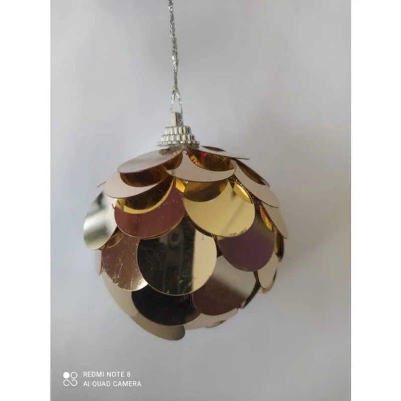 Enfeite Bola Natalina Lantejoula Champanhe 6cm