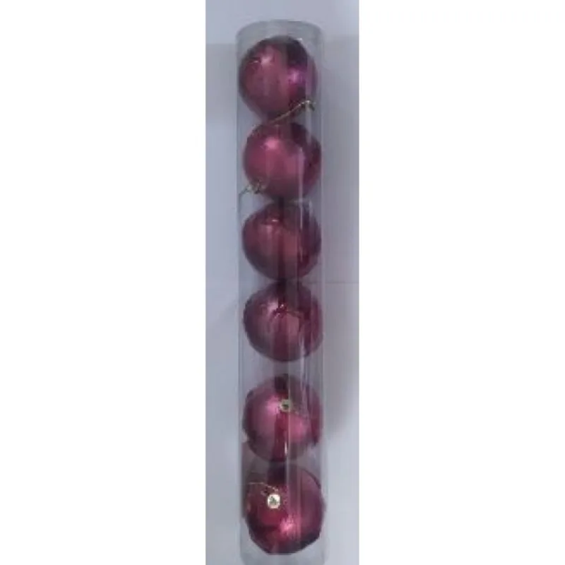 Enfeite Bola Natalina Estampada Marsala 8cm com6
