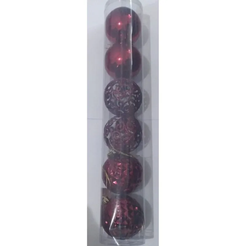 Enfeite Bola Natalina Craquelada Lisa Marsala 8cm com6