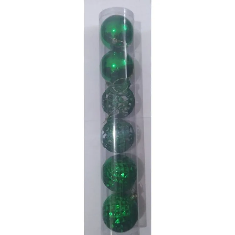 Enfeite Bola Natalina Craquelada Lisa Verde 8cm com6