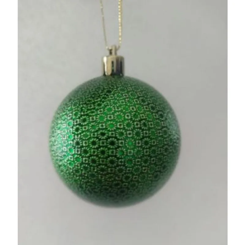 Enfeite Bola Natalina Decorada Verde 6cm com8
