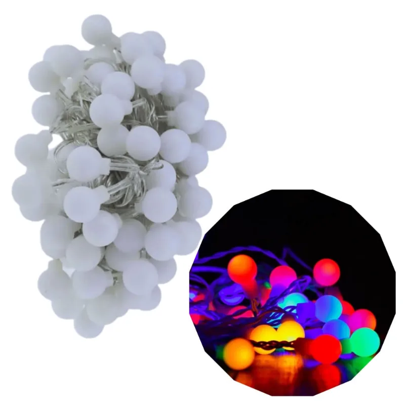 Iluminação Pisca Pisca Bolinha 9M Com 60 Lâmpadas 127V Fio Transparente