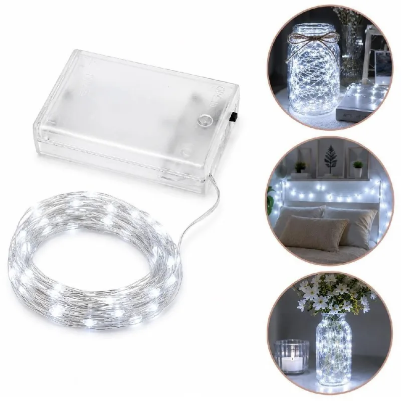 Fio de Luz LED Decorativo 5m 50 Leds com Função Pisca-Pisca Branco Quente Yeet - OUTRAS - Agro