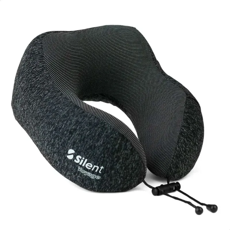 Travesseiro Apoio Encosto De Pescoço Ergonômico Para Viagem Silent (Preto Mesclado)
