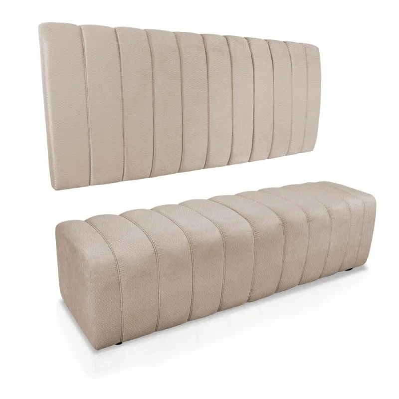 Kit Calçadeira Painel Olivia King 195cm Bege - Não Disponível - Móveis