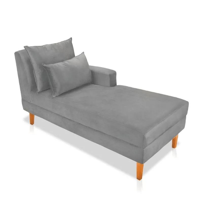 Divã Chaise Chloe 160cm Castanho Cinza - DRossi