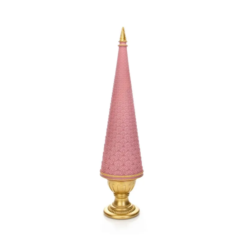 Árvore Decorativa de Natal em Resina Rosa e Dourado 24,5 cm - D'Rossi