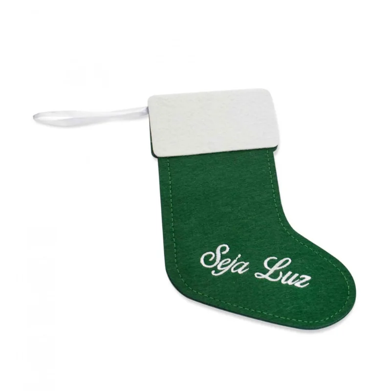 Porta Talher de Natal Bota Seja Luz Verde e Branco 20x14 cm - D'Rossi - DRossi