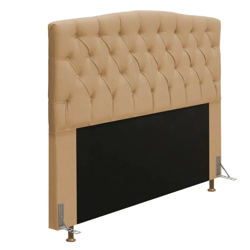 Cabeceira Greta Para Cama Box King 195 cm Linho Bege- D'Rossi - DRossi
