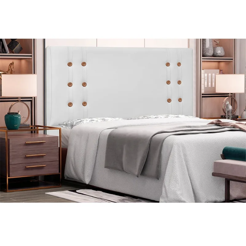 Cabeceira Gênova Para Cama Box King 195 cm Corino S04 - D'Rossi Branco
