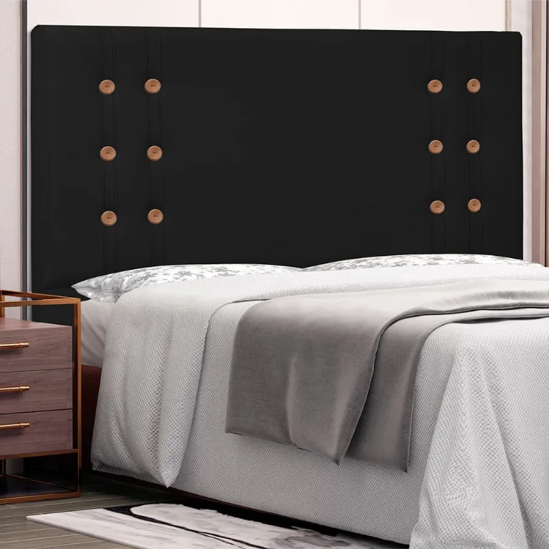Cabeceira Gênova Para Cama Box King 195 cm Corino S04 - D'Rossi Preto