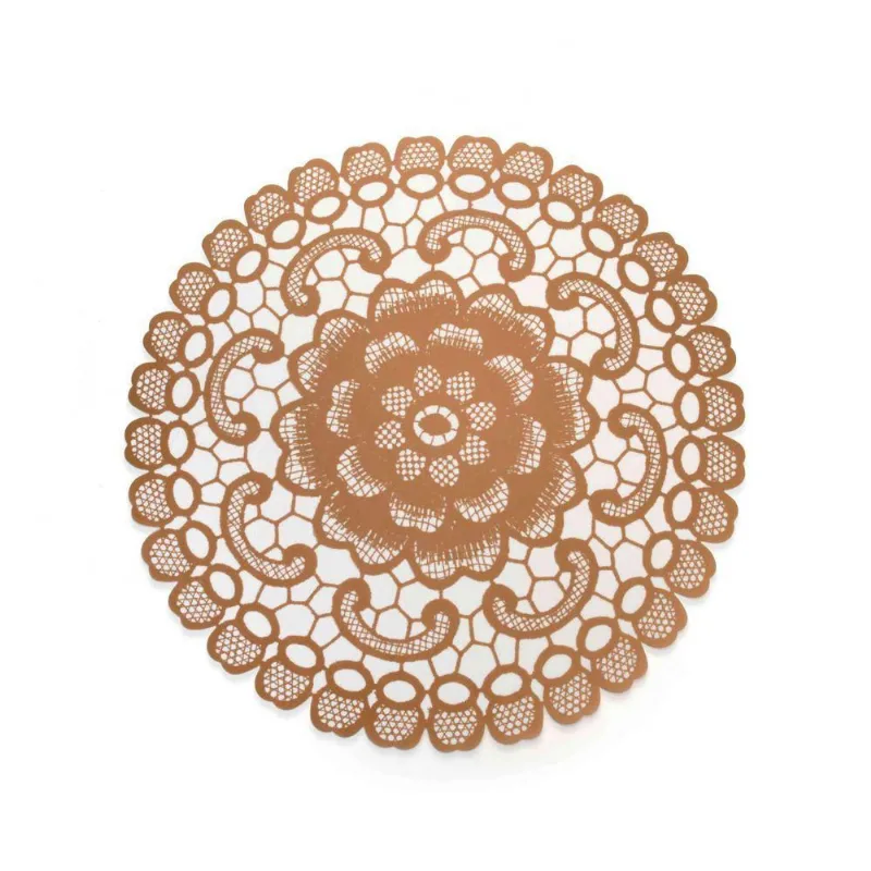 Jogo Americano Redondo de Plástico Flor Rosê 38cm