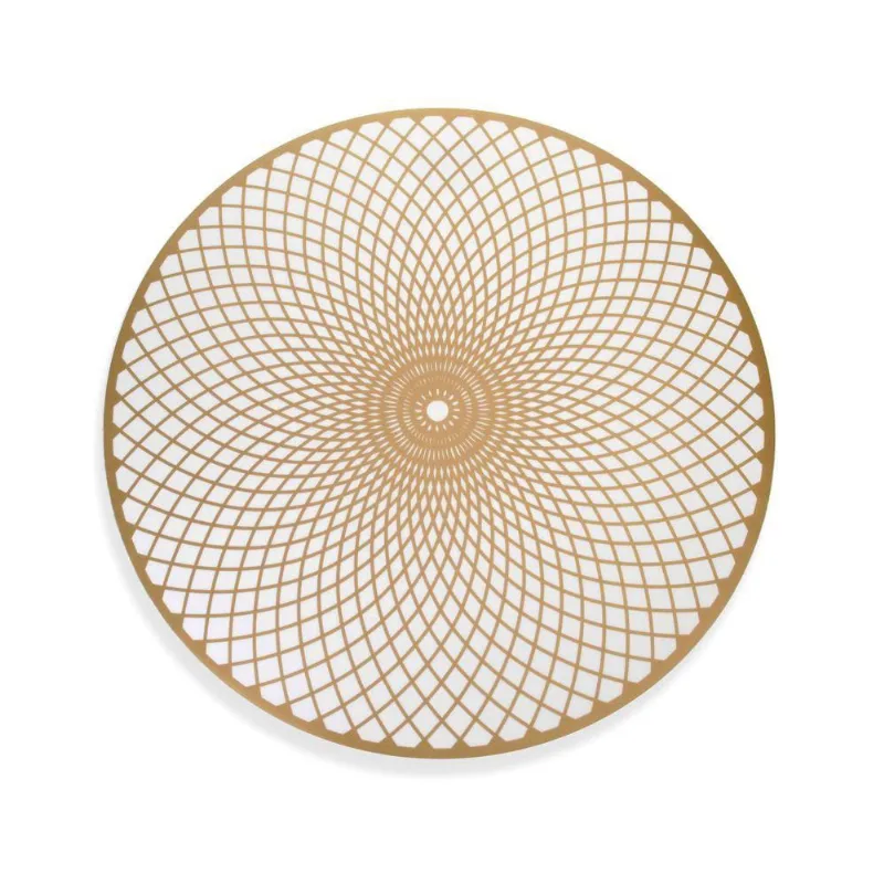 Jogo Americano Redondo de Plástico Mandala Dourado 38cm