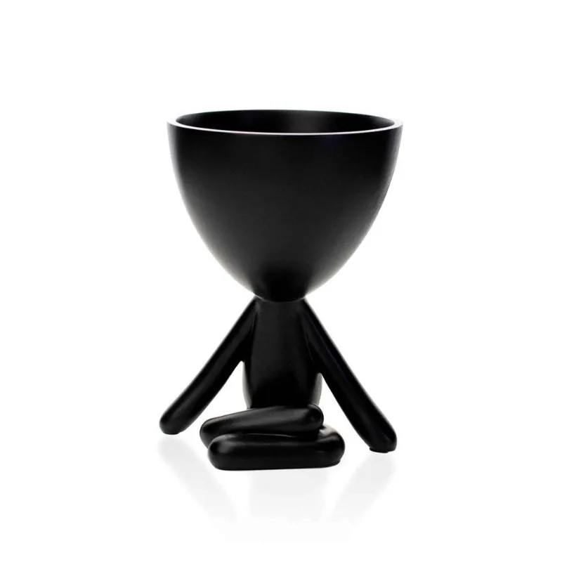 Vaso Bob Robert Plant Perna Cruzada Em Poliresina Preto 14,5x11x10cm