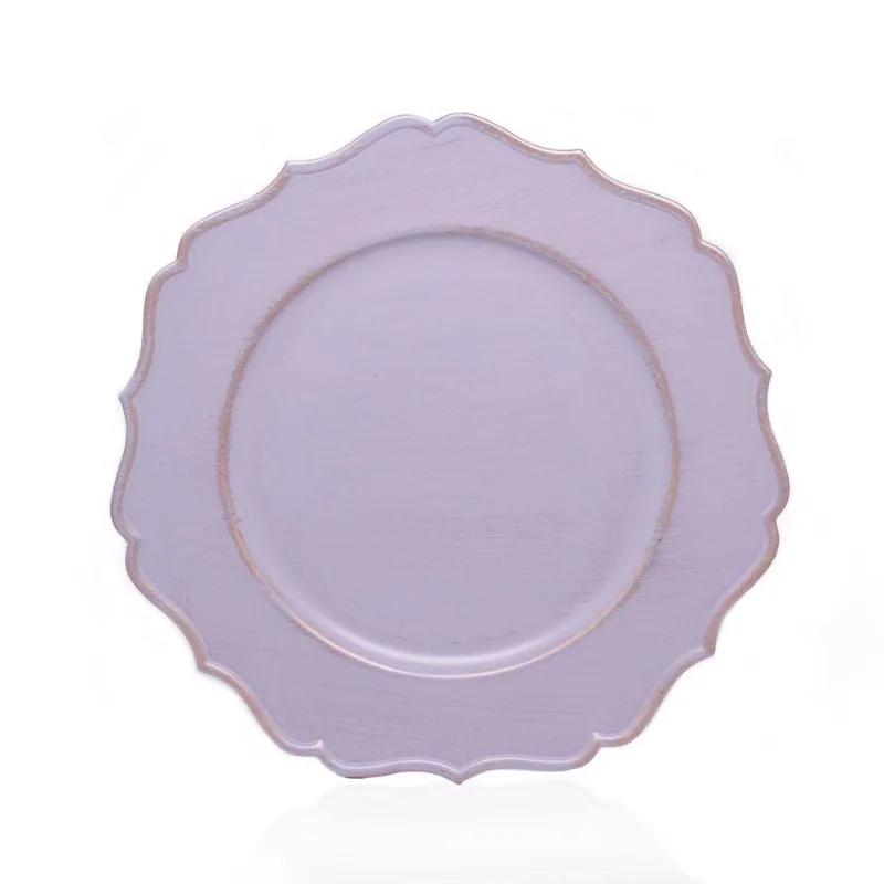 Sousplat Decorativo Cinza Rose Borda Irregular 33cm