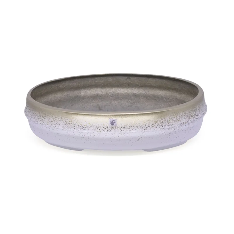 Vaso Bacia Decorativo Osaka Branco Gold Vietnamita 11,5x44x36 Cm - D'Rossi - DRossi - Casa E Construção
