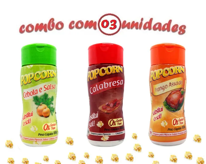 Combo Popcorn - 03 Sabores - Cebola E Salsa, Calabresa E Frango Assado - Não Informado - Mercearia