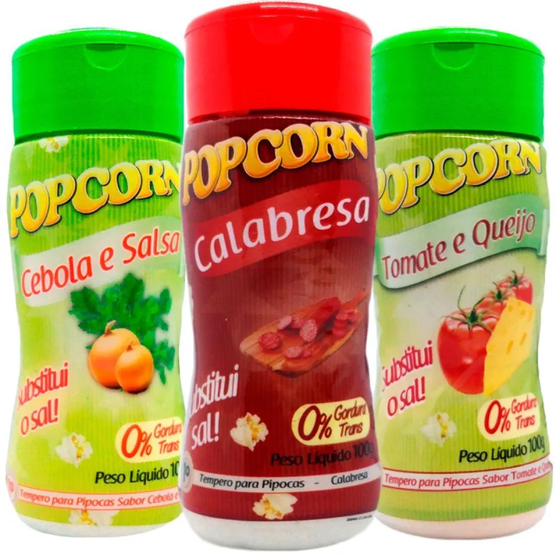 Combo 3 Temperos Pipoca Popcorn Sabores Cebola E Salsa, - Não Informado