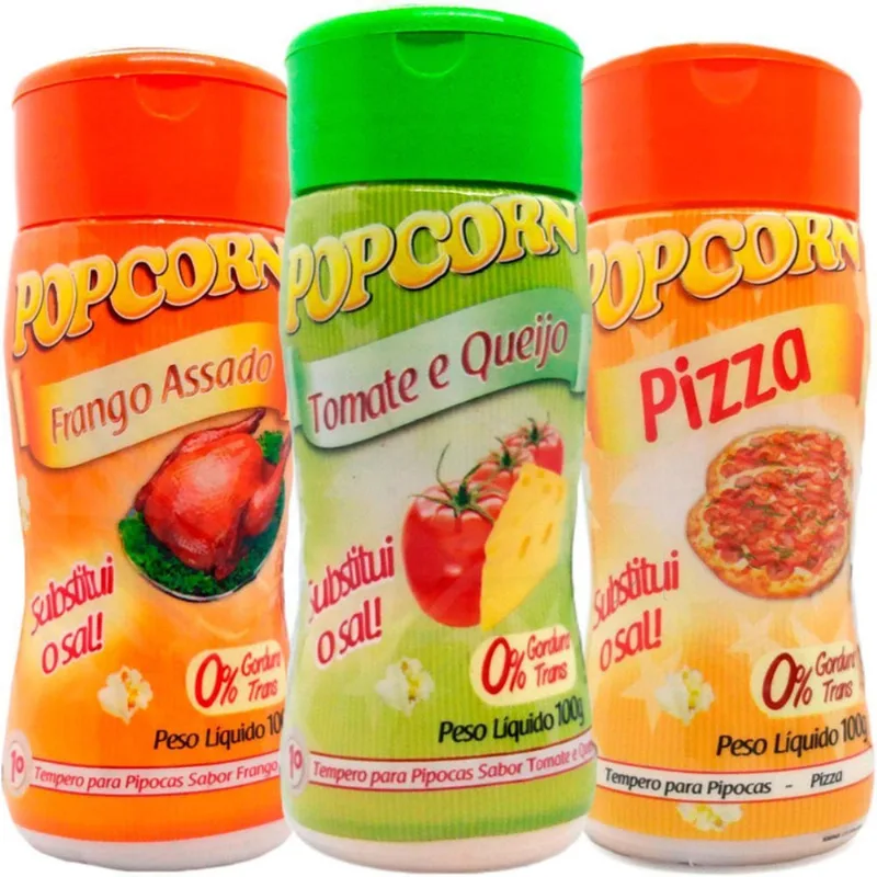 Combo 3 Temperos Pipoca Popcorn Sabores Tomate E Queijo,