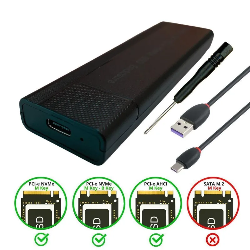 Case Ssd M.2 Nvme Pcie Usb 3.1 Gaveta 10gbps 2242/2260/2280