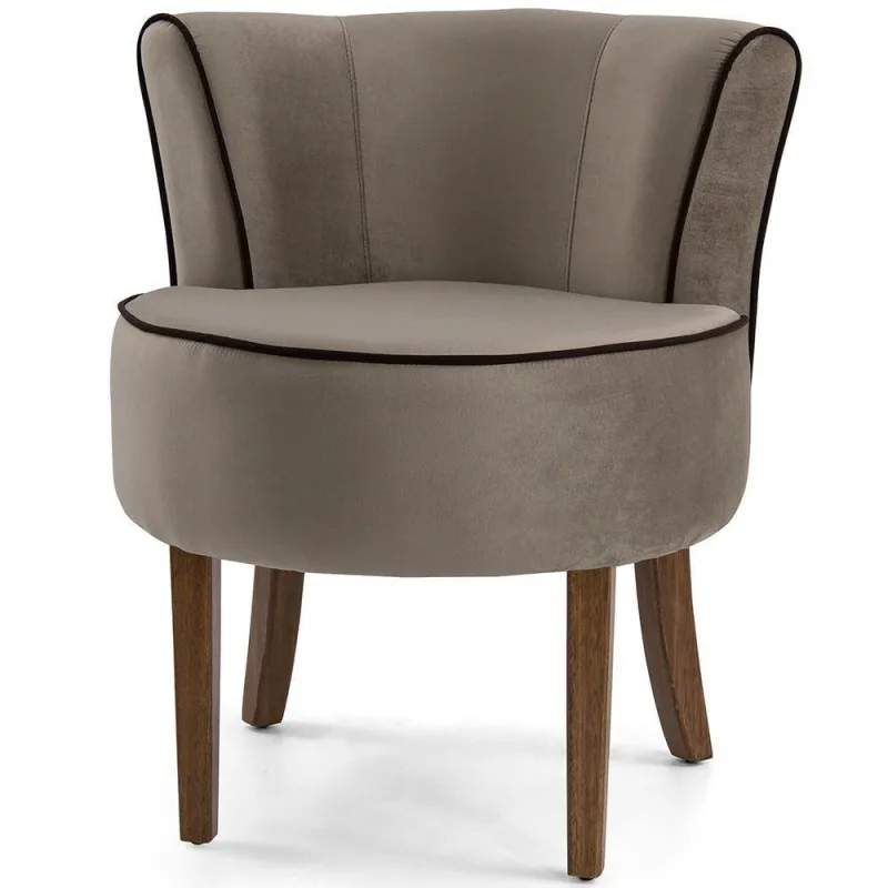 Poltrona Decorativa Para Sala De Estar Olivia Pés Fixa Veludo Marrom Claro - Nexta Casa - OUTRAS - Móveis