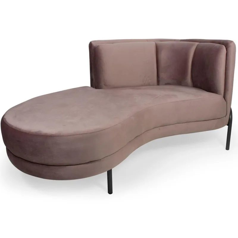 Sofá Chaise Esquerdo Sala De Estar Penélope Base Preto Veludo Rosê - Nexta Casa - OUTRAS - Móveis
