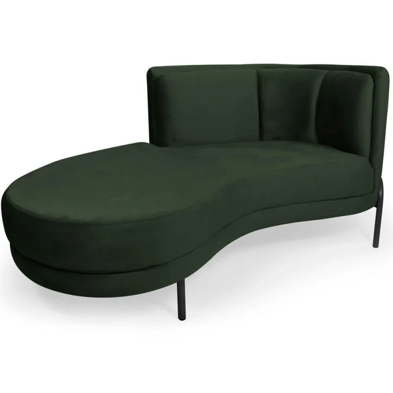 Sofá Chaise Esquerdo Sala De Estar Penélope Base Preto Veludo Verde Musgo - Nexta Casa - Nexta Casa