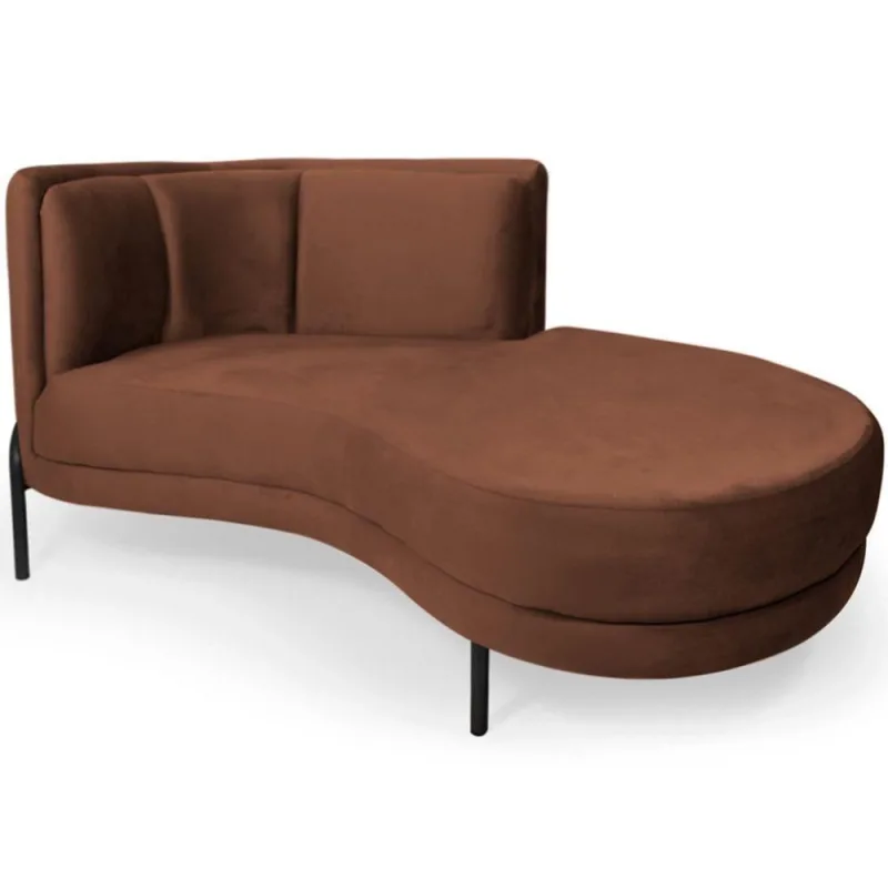 Chaise Direito Sala De Estar Penélope Base Preto Veludo Terracota - Nexta Casa - Nexta Casa - Livros
