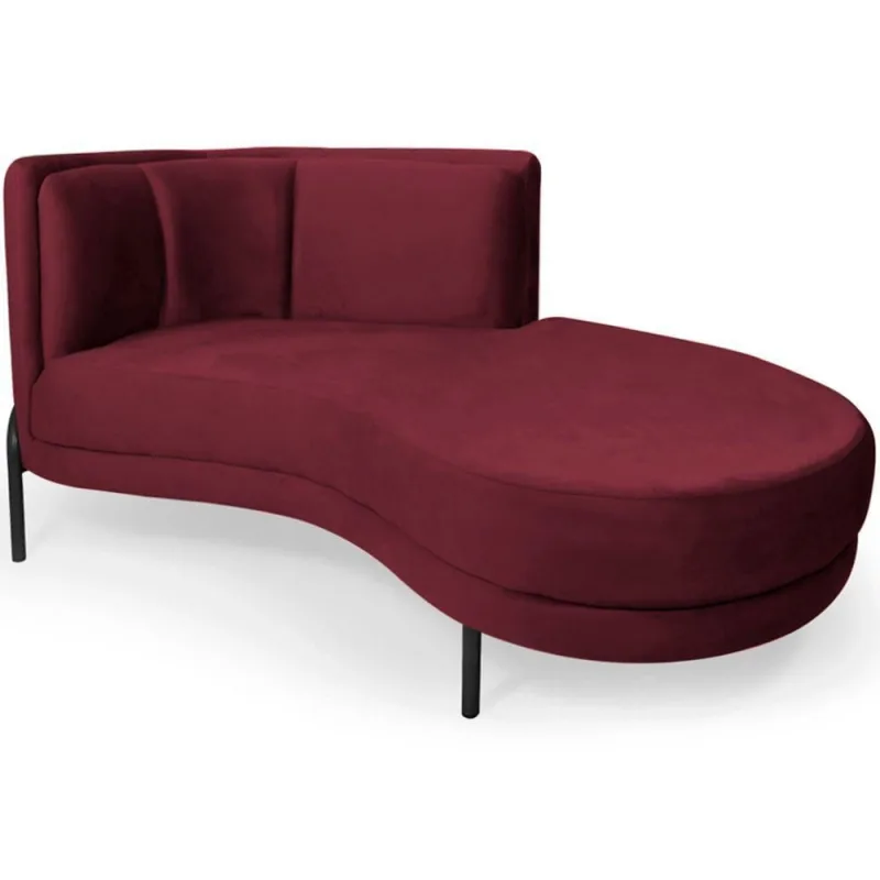 Chaise Direito Sala De Estar Penélope Base Preto Veludo Vinho - Nexta Casa - Nexta Casa