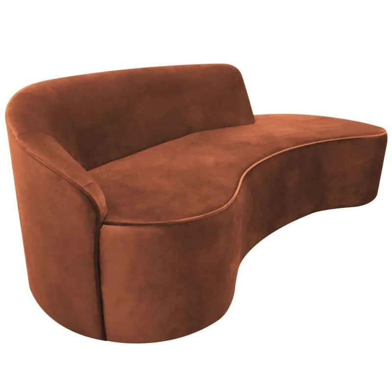 Sofá Curvo 03 Lugares 210cm Eron Braço Direito Veludo Camel - Nexta Casa - Nexta Casa