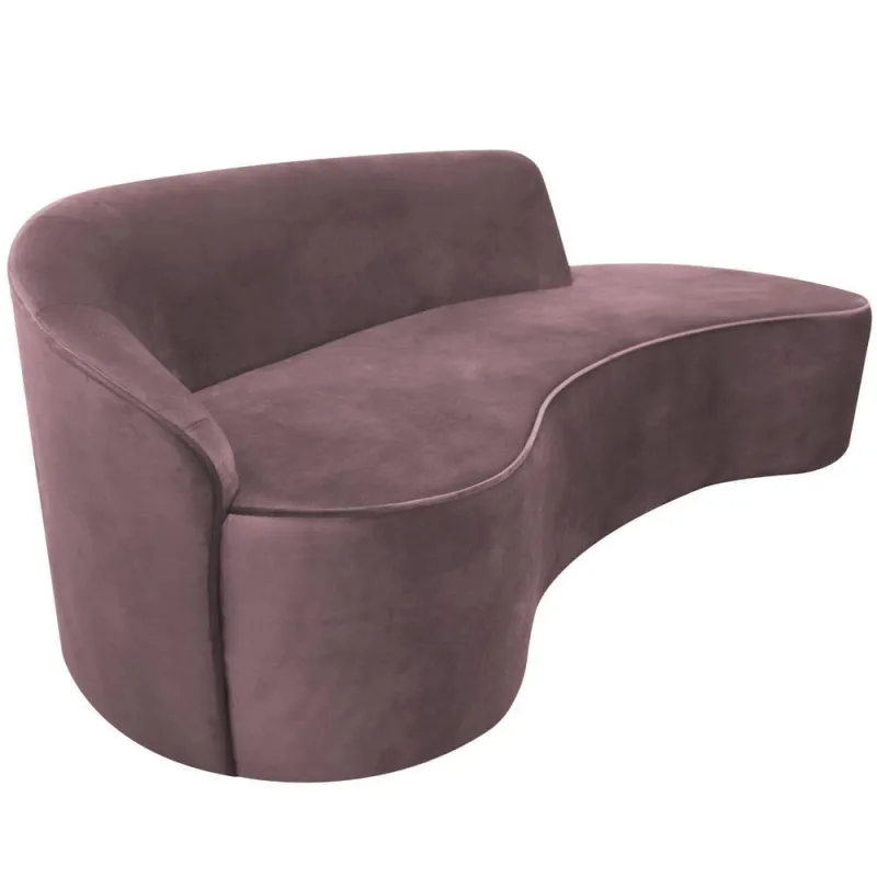 Sofá Curvo 03 Lugares 210cm Eron Braço Direito Veludo Rosê - Nexta Casa - Nexta Casa