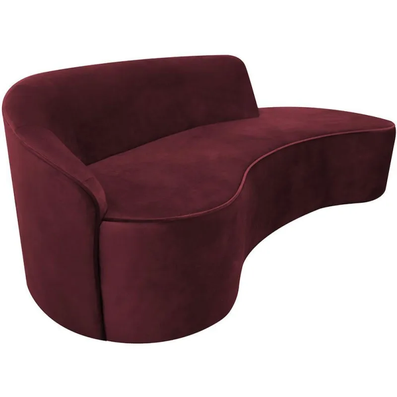 Sofá Curvo 03 Lugares 210cm Eron Braço Direito Veludo Vermelho - Nexta Casa - Nexta Casa